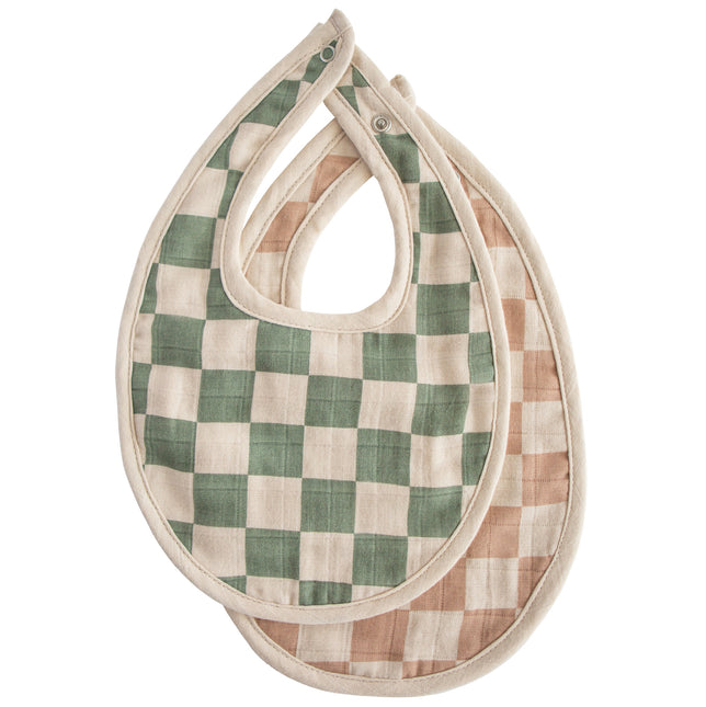 <tc>Mushie</tc> Bavoir Olive Check/Natural Check 2pcs