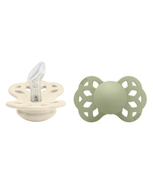 <tc>BIBS</tc> <tc>tétine</tc> Taille 1 silicone anatomique ivoire/sage 2pcs.