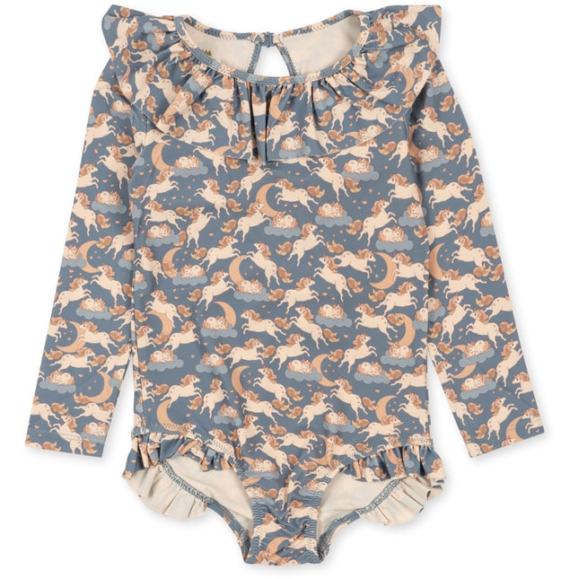 <tc>Konges Slojd</tc> Maillot de bain enfant Ls Frill Unicorn Bleu