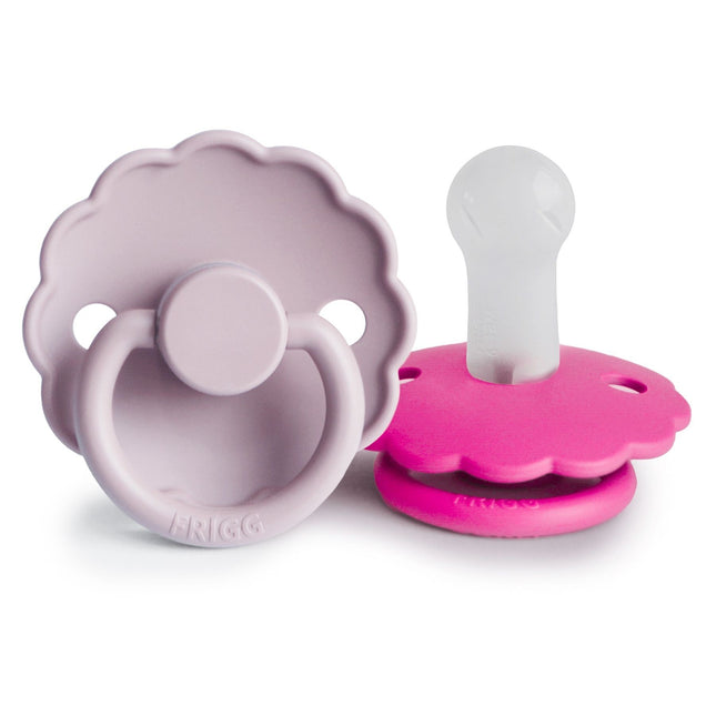 <tc>Frigg</tc> <tc>tétine</tc> Taille 2 Daisy Soft Lilas/Fuchsia Silicone 2-Pack