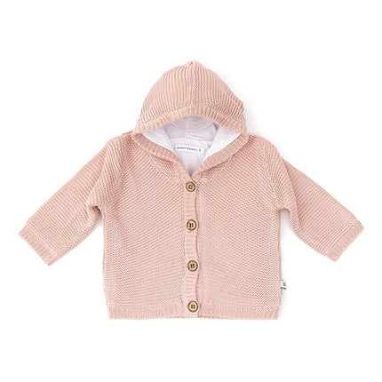 <tc>Bamboom</tc> Cardigan bébé tricoté avec capuche rose