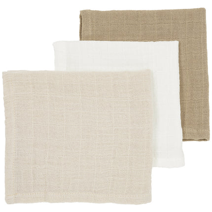 <tc>Meyco</tc> Bavette 3-Pack Blanc cassé/Sable doux/Taupe 30X30cm