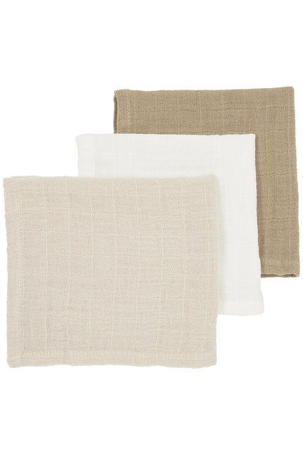 <tc>Meyco</tc> Bavette 3-Pack Blanc cassé/Sable doux/Taupe 30X30cm