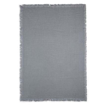 <tc>Jollein</tc> Couverture de lit d'enfant Muslin Fringe Storm Grey 120x120cm