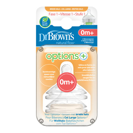 <tc>Dr. Brown's</tc> Options + <tc>tétine</tc> Stage 1 Wide Neck bottle 2pcs