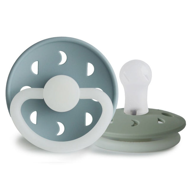 <tc>Frigg</tc> <tc>tétine</tc> Taille 1 Pierre de nuit lunaire Bleu/Sage Silicone 2-Pack