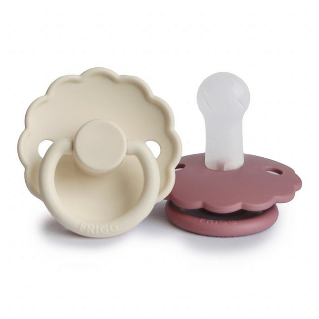 <tc>Frigg</tc> Fop<tc>tétine</tc> Taille 1 Daisy Cream/Dusty Rose Silicone 2St.