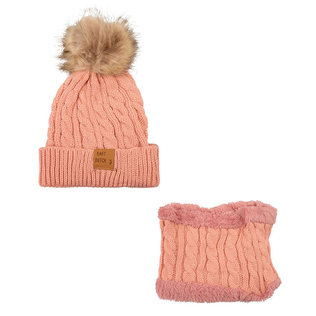 <tc>Baby Dutch</tc> Chapeau pour bébé Set d'hiver rose