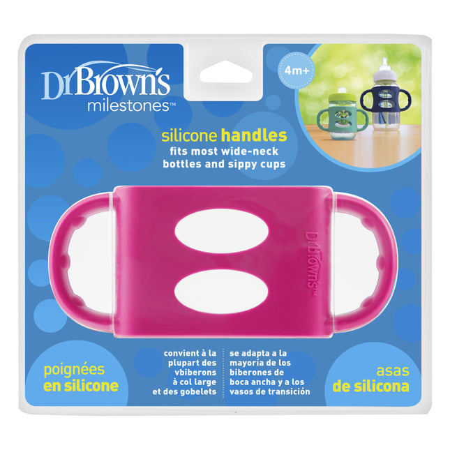 <tc>Dr. Brown's</tc> Poignées en silicone bouteille à large col rose.