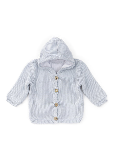 <tc>Bamboom</tc> Cardigan bébé tricoté avec capuche Bleu clair