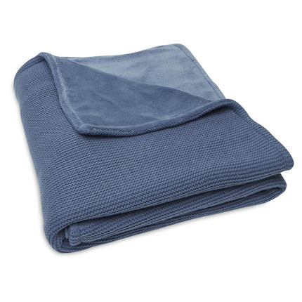 <tc>Jollein</tc> Couverture de lit Basic Knit Jeans Blue/Fleece 100x150cm