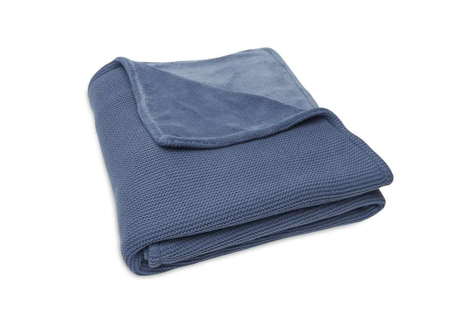 <tc>Jollein</tc> Couverture de lit d'enfant Basic Knit Jeans Blue/Fleece 100x150cm