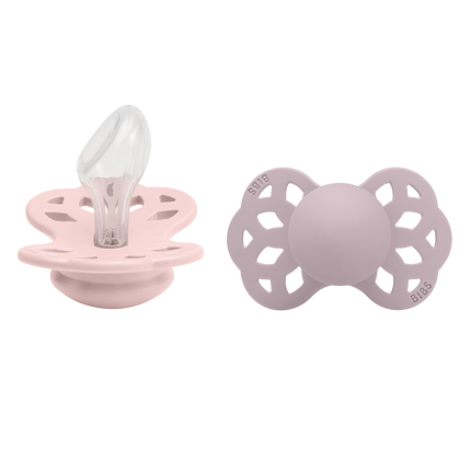 <tc>BIBS</tc> <tc>tétine</tc> Taille 2 Silicone Anatomique Blossom/Dusky Lilac 2pcs.