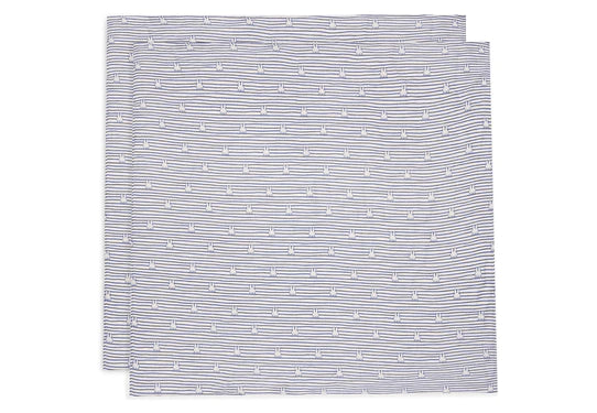 <tc>Jollein</tc> Tissu hydrophile Miffy Stripe Navy 115cm 2pcs