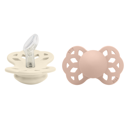 <tc>BIBS</tc> <tc>tétine</tc> Taille 1 Silicone Anatomique Ivoire/Blush 2pcs.