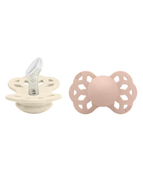 <tc>BIBS</tc> <tc>tétine</tc> Taille 1 Silicone Anatomique Ivoire/Blush 2pcs.