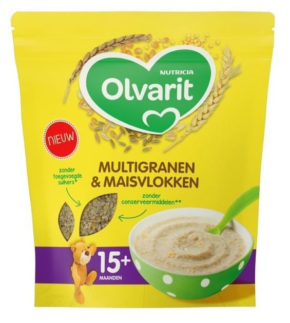 <tc>Olvarit</tc> Aliments pour bébés Multigrain & Corn Flakes 15+ mois