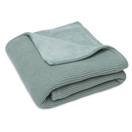 <tc>Jollein</tc> Couverture de berceau Basic Knit Forest Green/Fleece 75x100cm