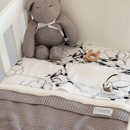 <tc>Bamboom</tc> Couverture de lit d'enfant tricotée Double Teddy Warm Grey 75x100cm