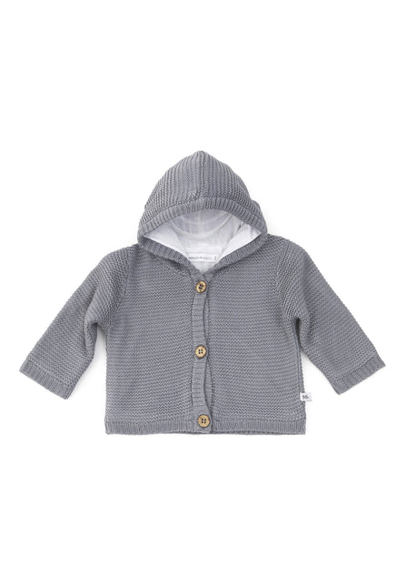 <tc>Bamboom</tc> Cardigan bébé tricoté avec capuche gris