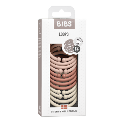 <tc>BIBS</tc> Anneaux de jeu Blush/Woodchuck/Ivory 12pcs