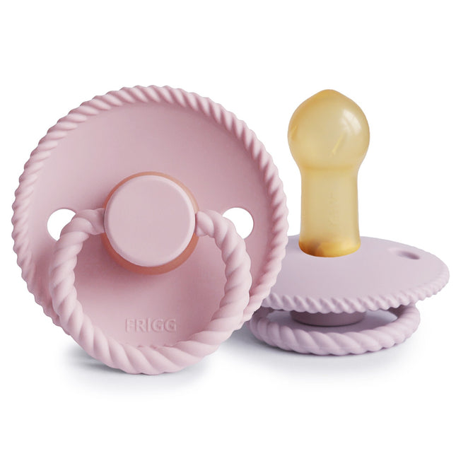 <tc>Frigg</tc> <tc>tétine</tc> Corde Taille 1 Rose bébé/Lilas doux Silicone 2-Pack