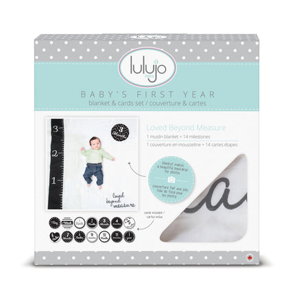 <tc>Lulujo</tc> Ensemble de cartes et de langes pour la première année de bébé 100% coton Aimé au-delà de toute mesure.