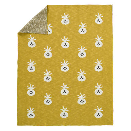 <tc>Fresk</tc> Couverture de berceau tricotée Ananas Moutarde 80x100cm