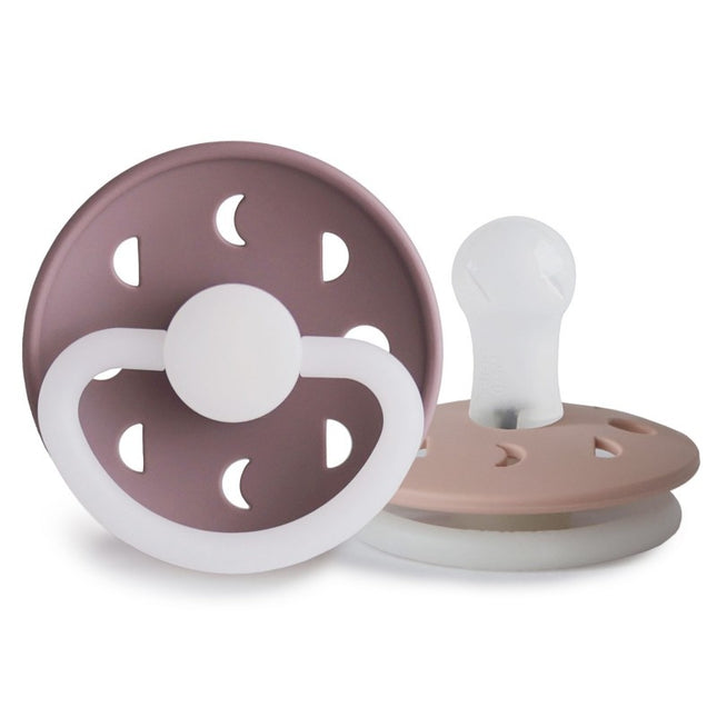 <tc>Frigg</tc> <tc>tétine</tc> Taille 1 Moon Night Tw.Silicone Mauve/Blush 2-Pack