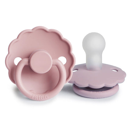 <tc>Frigg</tc> <tc>tétine</tc> Taille 1 Daisy Baby Pink/Soft Lilac Silicone 2-Pack