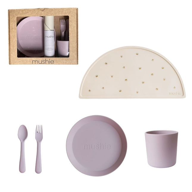 <tc>Mushie</tc> Giftbox Service de table pour enfants Rond doux lilas