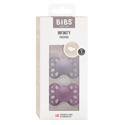 <tc>BIBS</tc> <tc>tétine</tc> Taille 1 Silicone Anatomique Gris/Mauve 2pcs