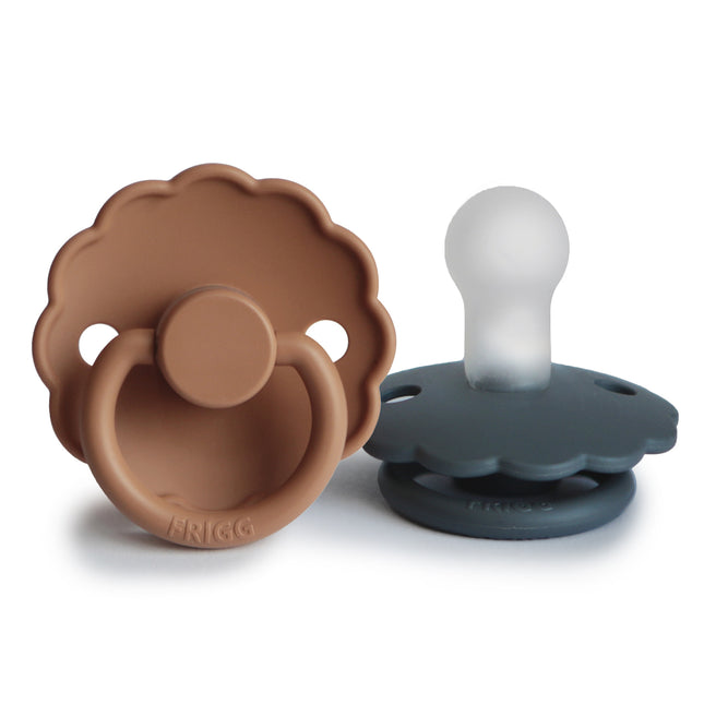 <tc>Frigg</tc> <tc>tétine</tc> Taille 1 Daisy Graph/Peach Bronze Silicone 2-Pack