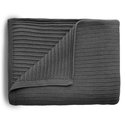 <tc>Mushie</tc> Couverture de berceau Ribbed Dark Gray Melange