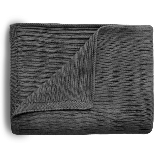 <tc>Mushie</tc> Couverture de berceau Ribbed Dark Gray Melange