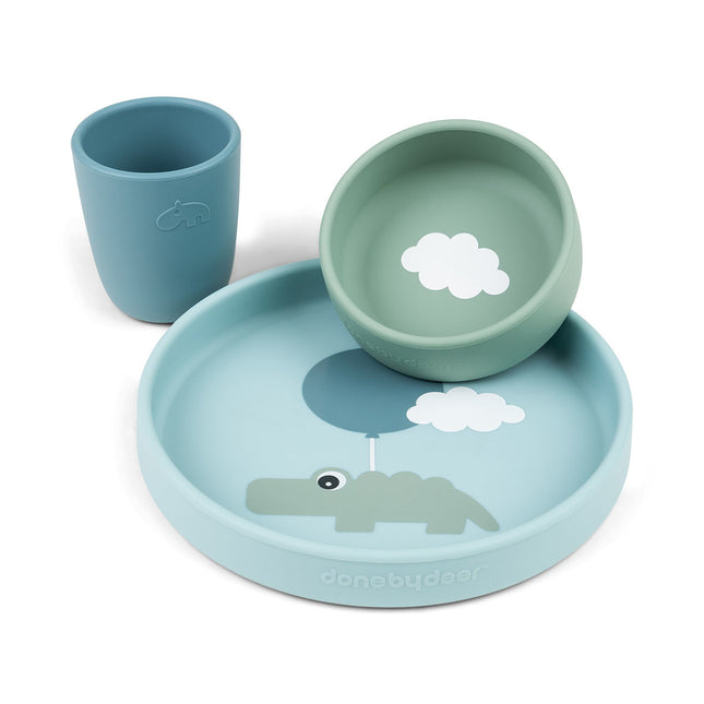 <tc>Done by Deer</tc> Service de table pour enfants Happy Clouds Blue 3pcs