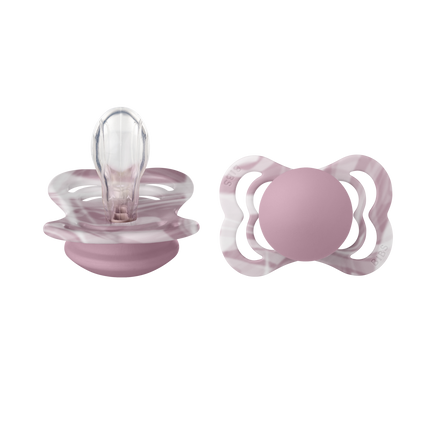 <tc>BIBS</tc> <tc>tétine</tc> Taille 1 Silicone Supreme blanc chiné/blanc chiné 2pcs.