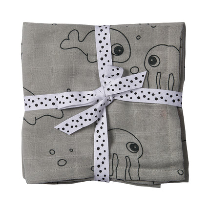 <tc>Done by Deer</tc> Tissu hydrophile Sea Friends Gris 2pcs