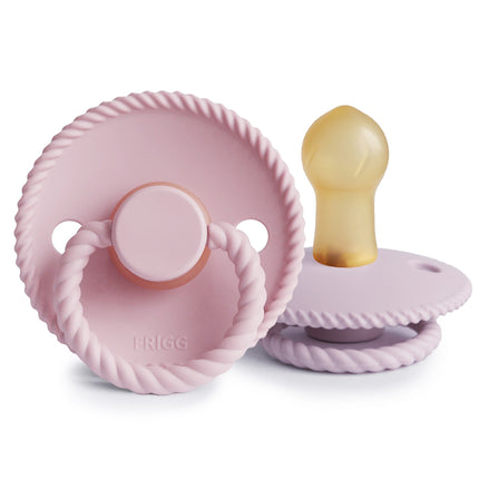 <tc>Frigg</tc> <tc>tétine</tc> Corde taille 1 Latex rose bébé/lilas doux, paquet de 2.