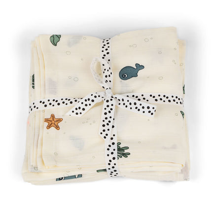 <tc>Done by Deer</tc> Inbakerdoek Gots Sea Friends Beige 2pcs