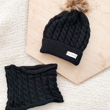 <tc>Baby Dutch</tc> Chapeau pour bébé Ensemble d'hiver Noir