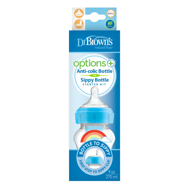 <tc>Dr. Brown's</tc> Options + Kit de démarrage Biberon à Sippy BH 270ml bleu