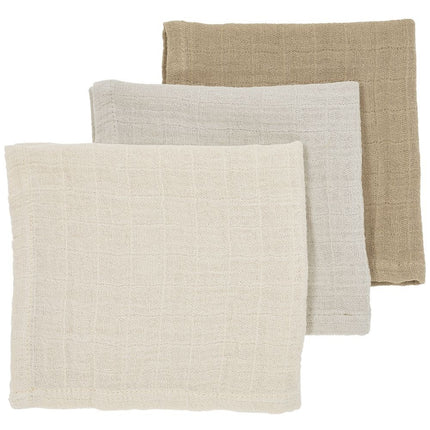 <tc>Meyco</tc> Bavette buccale 3 paquets doux sable/gris/taupe 30X30cm