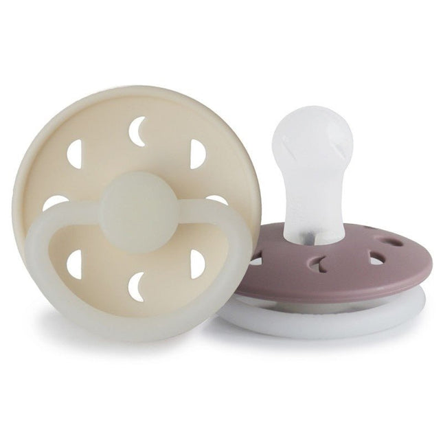 Frigg Speen Maat 1 Moon Night Cream/Tw.Mauve Silicone 2 - Pack - Frigg - Babywinkel - 5715239019833