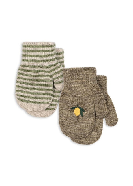 Konges Slojd Kinderhandschoenen Filla Mittens Lemon/Stripe 2St - Konges Slojd - Babywinkel - 5715681094808