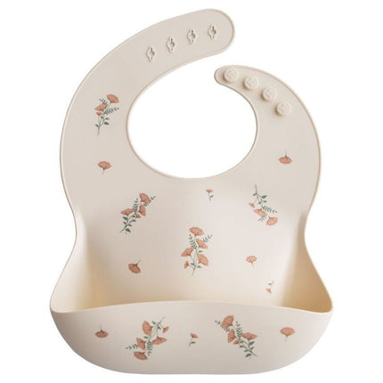 Mushie Slabbetje Siliconen Pink Flowers - Mushie - Babywinkel - 810052467825