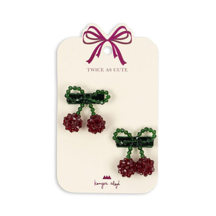 <tc>Konges Slojd</tc> Épingle à cheveux Baby Cherry Red/Glitter 2pcs