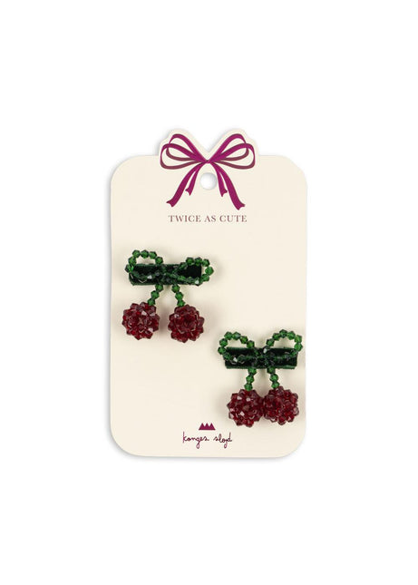 <tc>Konges Slojd</tc> Épingle à cheveux Baby Cherry Red/Glitter 2pcs